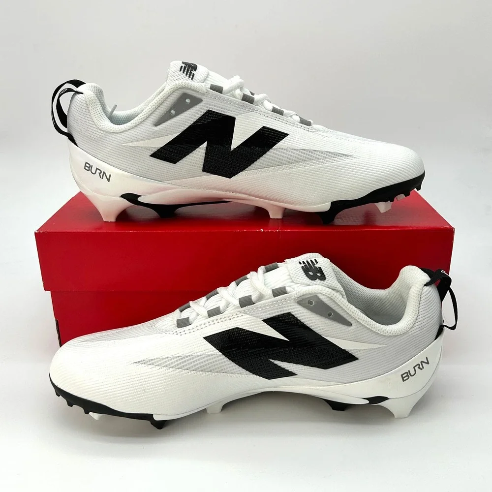 New Balance Burn X5 Lacrosse Cleats Mens Size‎ 11 White Black NEW NIB BURNLWT5